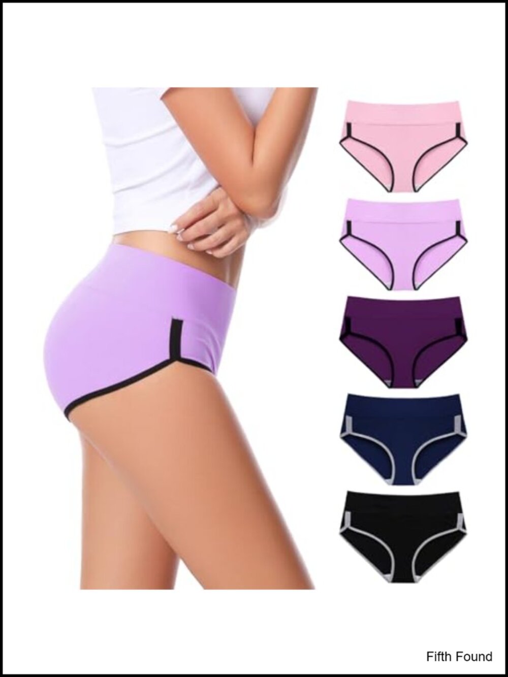 Cotton High Waisted Seamless Hipster Panties 5 Pack